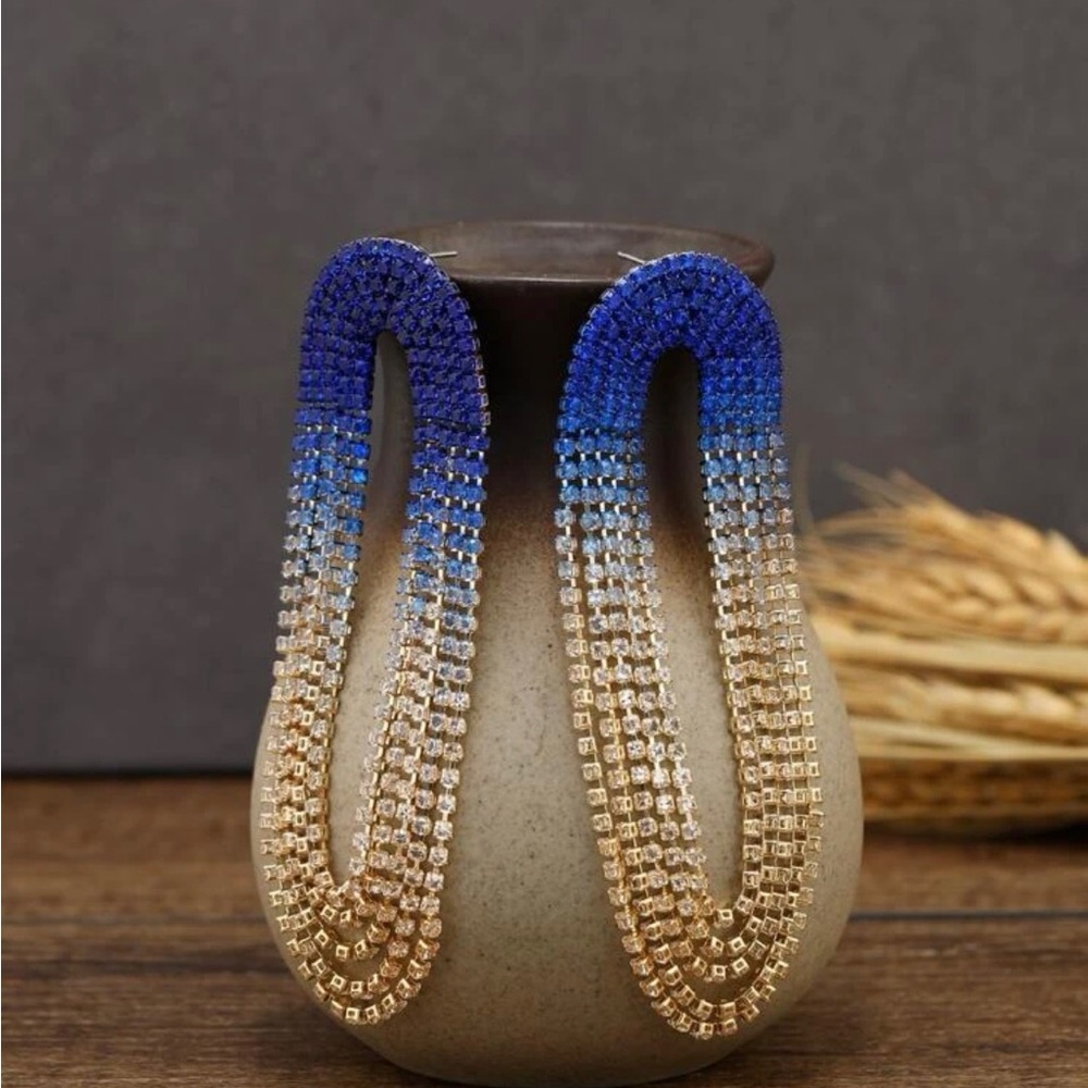 Rhinestone tassel drop earrings